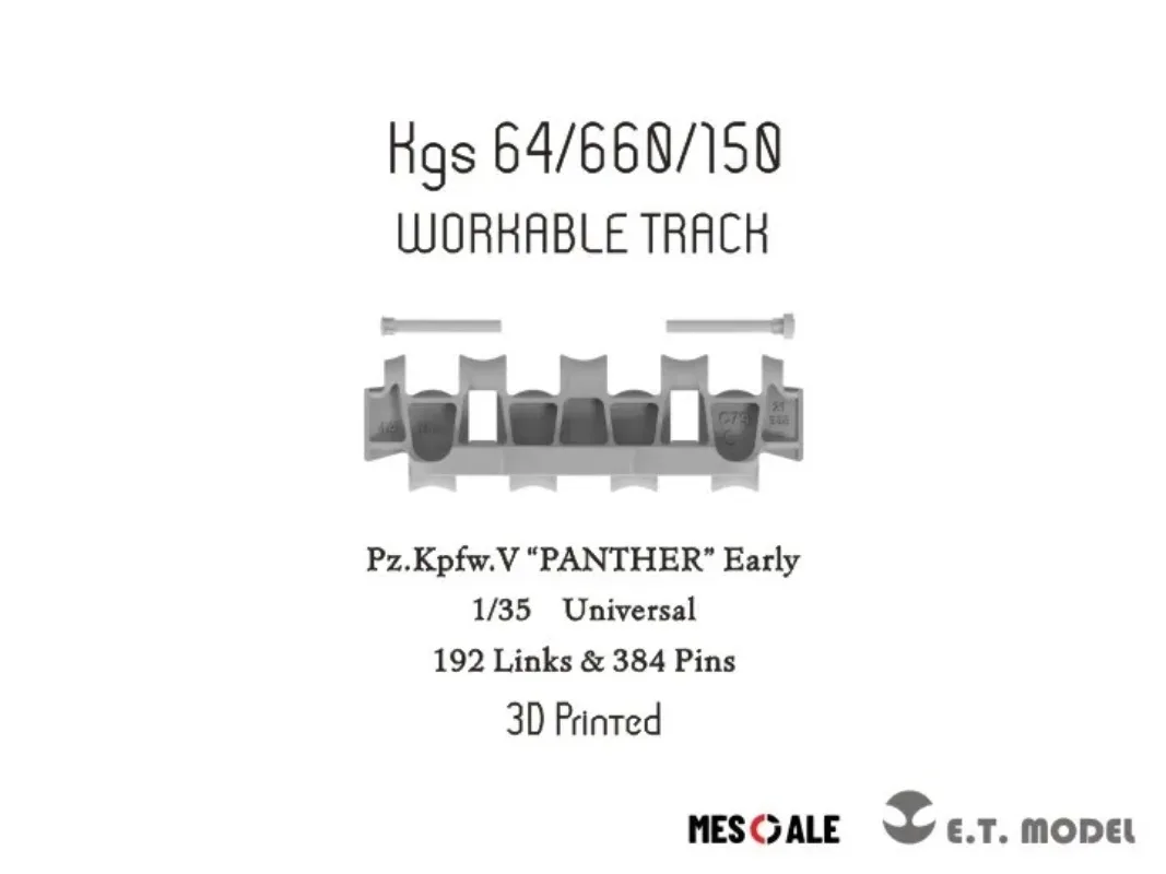 Фото Модель ETmodel P35-002 1/35 Pz.Kpfw.V Panther Early Kgs 64/660/150, рабочие гусеницы (192 звена + 384 штифта), 3D-печать №3