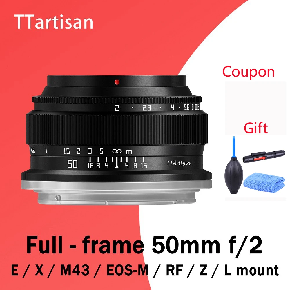 

TTArtisan 50mm F2 Prime Lens for Sony E Mount Fujifilm XF Canon M Leica L Nikon Z Panasonic Olympus M43 Camera Lens