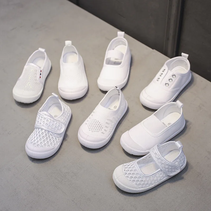 

Children Unisex Kindergarten Toddler Flats White Canvas Shoes Girls Boys Sneakers School Student Dance Gymnastics Casual Shoes
