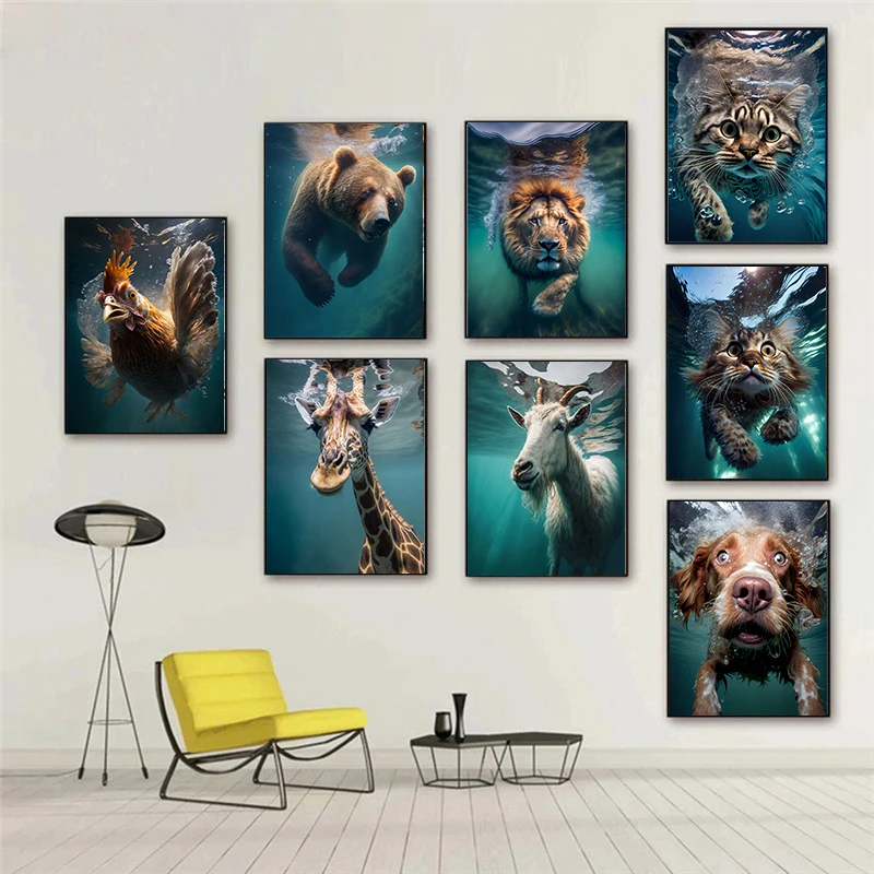

Digital Photography Art Animals Under Water Poster Canvas Printing Animal Aesthetic Wall Art Decor Living Room Home Decoration