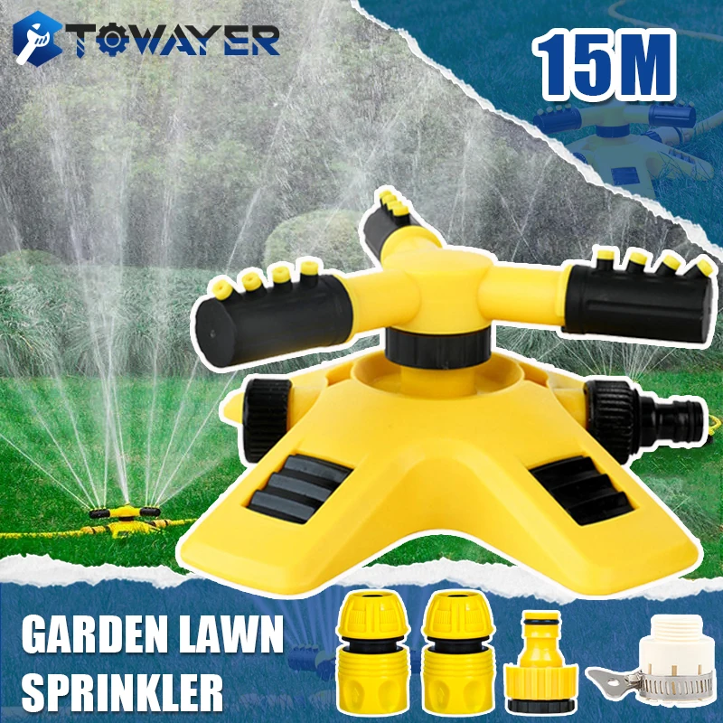 

15m Automatic Garden Lawn Sprinkler 360 Degree Rotating Yard Garden Large Area Coverage Water Sprinkler Irrigation Water Sprayer