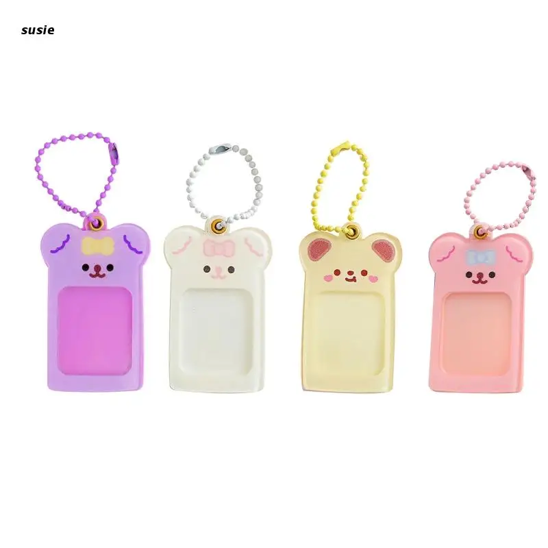 

Cute Kpop Idol Photocards Storage with Keychains Sweet Girls Cartoon Bus Card Holder Photo Sleeves Student Stationary