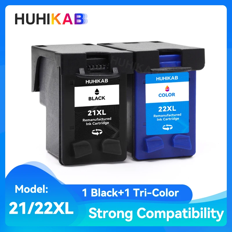 

HUHIKAB 21 Cartridge Remanufactured Ink Cartridge for HP 21 For HP21 XL 22XL Ink Deskjet F2180 F2280 F4180