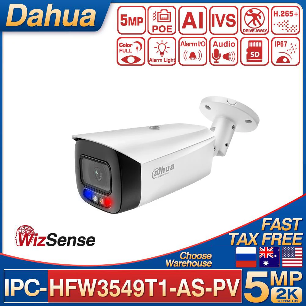 

Dahua IPC-HFW3549T1-AS-PV полноцветная IP-камера для домашнего видеонаблюдения 5 Мп