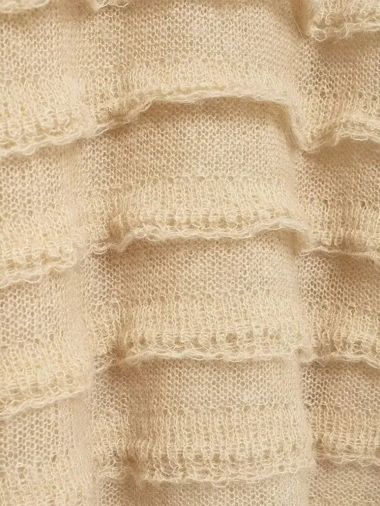 TRAF осенний женский модный многослойный декоративный полупрозрачный свитер