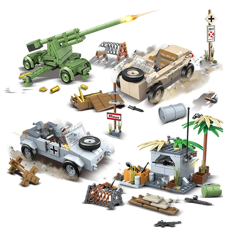 Конструктор Военный WW2 серии поле боя бронированный грузовик MOC автомобиль