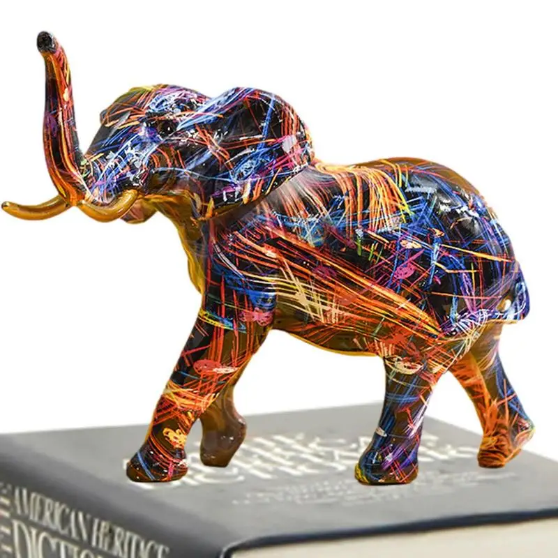 

Colorful Elephant Decor Creative Resin Graffiti Art Multicolor Elephant Model Modern Large Elephant Statue For Kitchen Offices