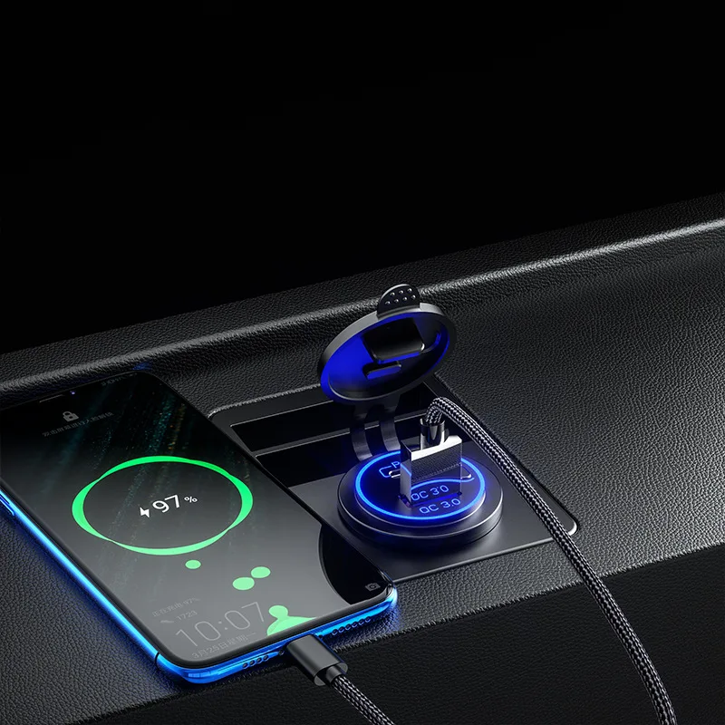 60 Вт PD Тип C/QC 3 0 USB Автомобильное зарядное устройство с переключателем розетка