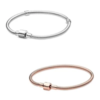 original moments barrel clasp snake chain bracelet bangle fit women 925 sterling silver bead charm pandora jewelry
