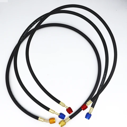 Заряжающий шланг переменного тока R410A, 1/4 дюйма, набор SAE, 800 фунтов на кв. дюйм для шлангов холодильного охлаждения HVAC R134A R32, инструмент для зарядки холодильника