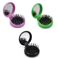 1pc folding air bag comb with mirror compact pocket size portable travel hair brush cosmetic mirror head relax massager
