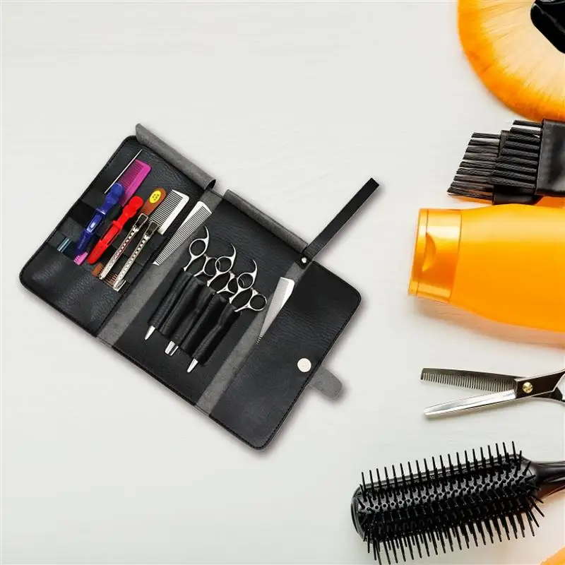Кожаная сумка для ножниц и волос парикмахерский чехол инструментов регулируемый