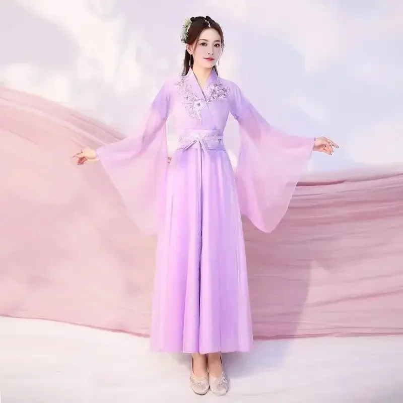 Розовый традиционный танцевальный костюм ханьфу в китайском стиле одежда
