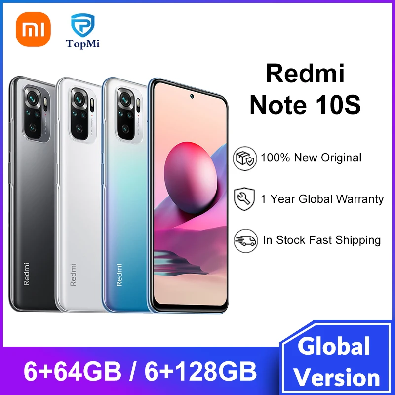 

Global Version Xiaomi Redmi Note 10S 64GB/128GB Smartphone Helio G95 64MP Quad Camera 6.43" AMOLED DotDisplay 5000mAh 33W