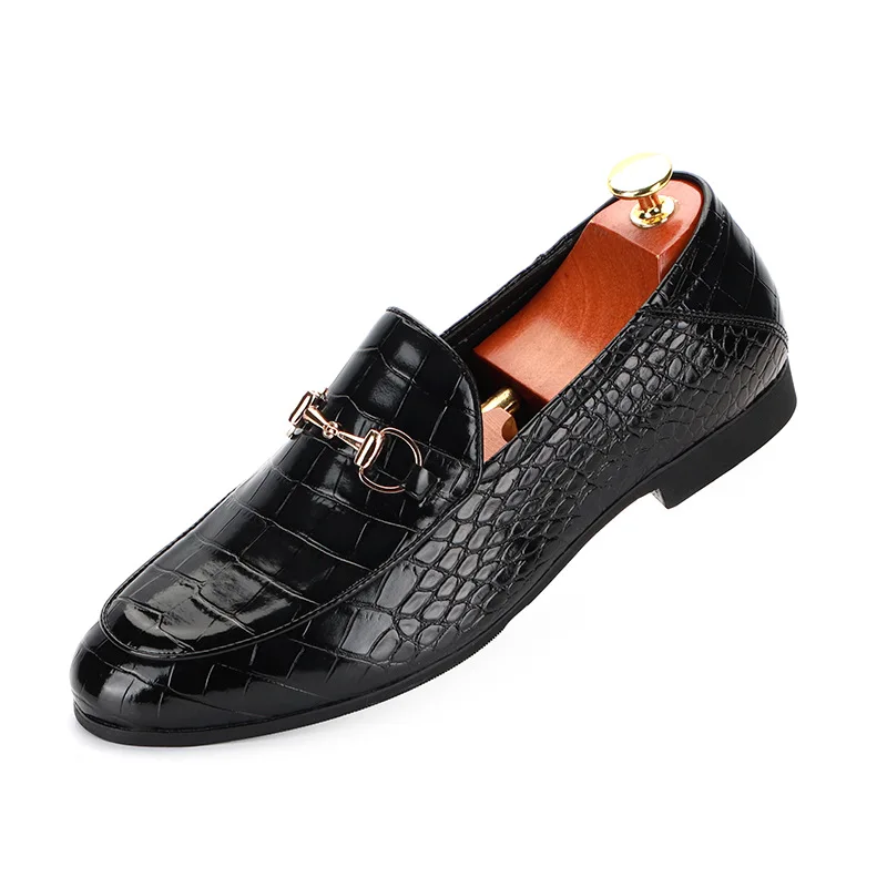 Мужская повседневная деловая обувь из тисненой кожи мужские классические лоферы