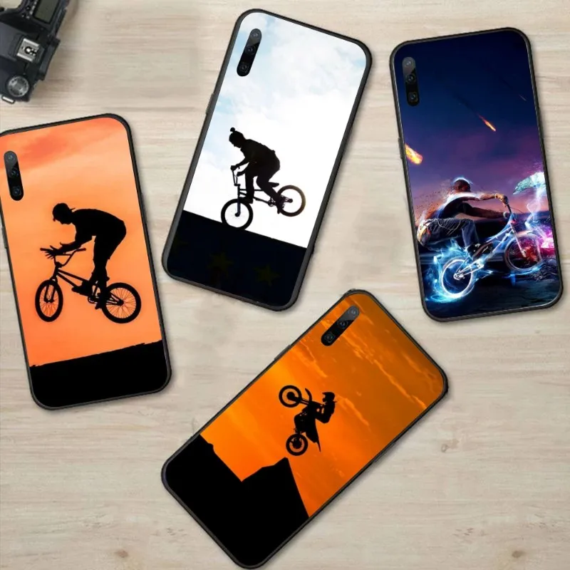 Bike Extreme Sport BMX Phone Case For Huawei P50 P40 P30 Pro Lite P Smart 2021 2019 Magic 3 Soft Black Phone Cover