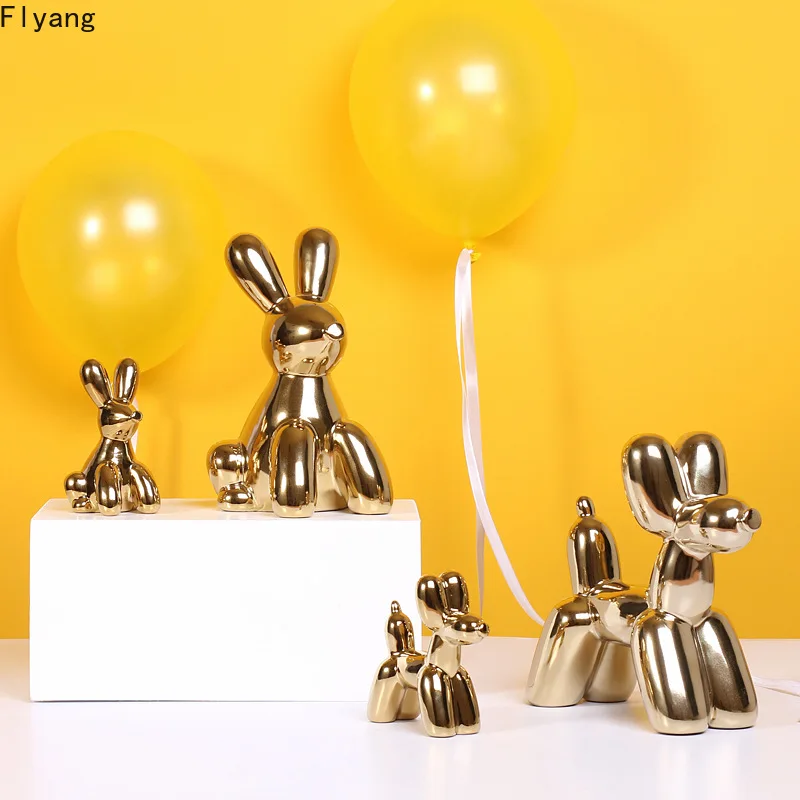 

Креативный Золотой воздушный шар, собака, фотоэлемент, керамическое абстрактное животное, украшение в скандинавском стиле для дома, гостин...