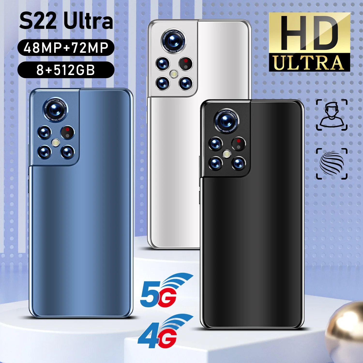 Смартфон глобальная версия S22 Android 8 Гб 256 ГБ недорогой сотовый телефон