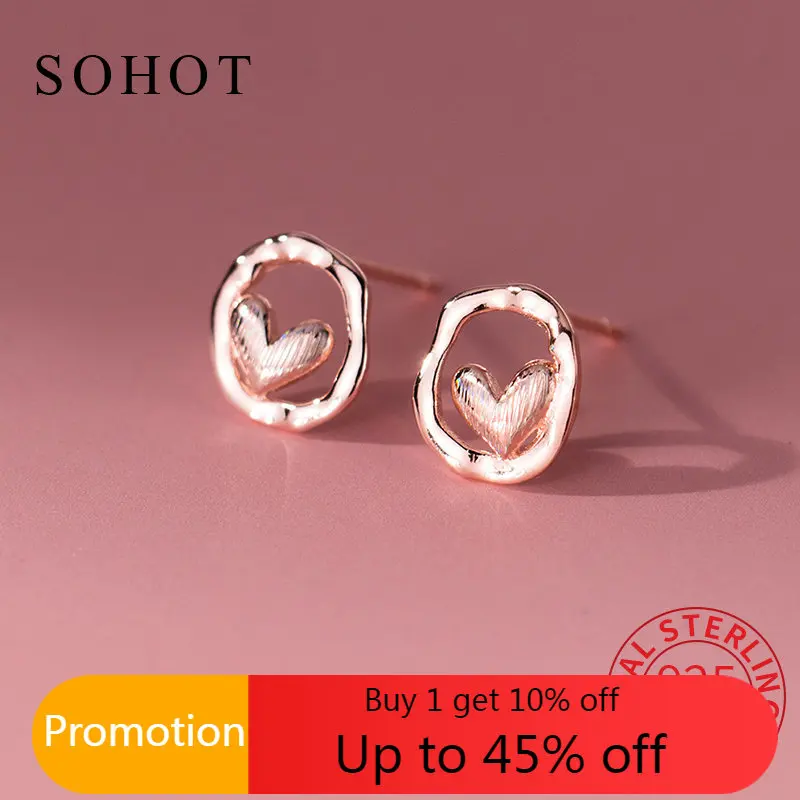 

Женские серьги-гвоздики из серебра 925 пробы, в форме сердца