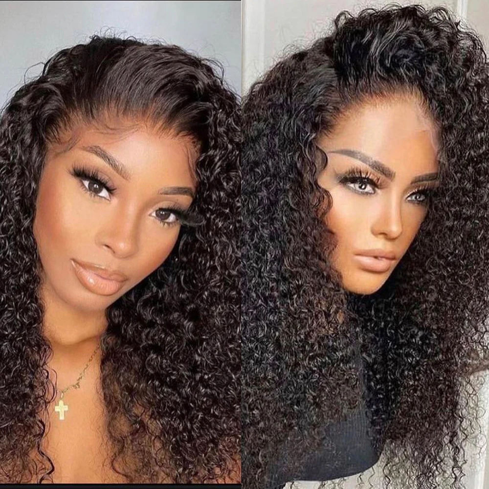 

Парик женский из синтетических волос, без клея, с кудрявыми натуральными черными кружевами