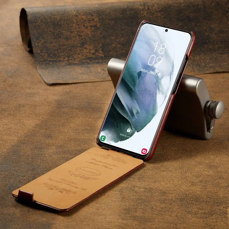 Vertical Flip Leather Cover Case for Samsung Galaxy S21 Plus S22 Ultra with Gift Free Screen Protector Fundas Coque