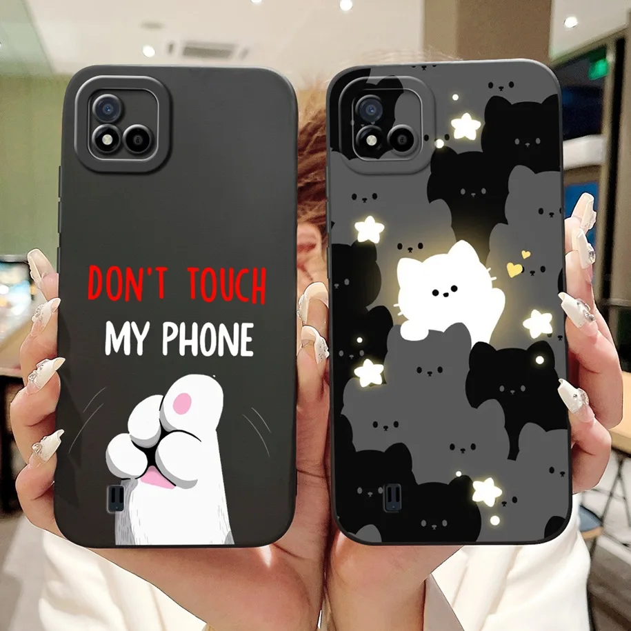 Модный мягкий Силиконовый противоударный чехол с цветочным рисунком для Realme C11