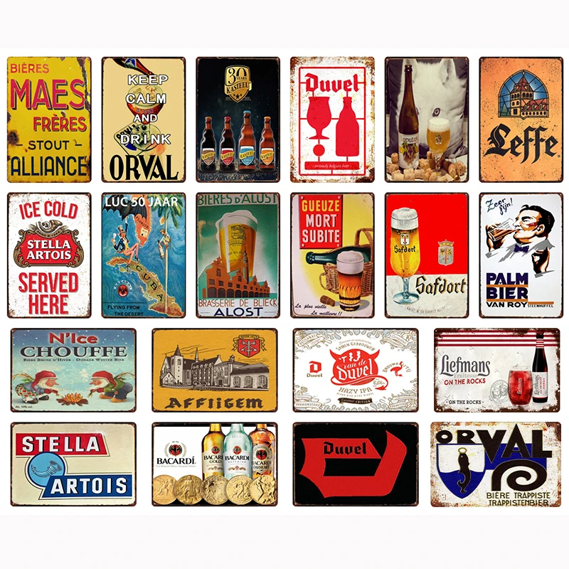 

Belgium Beer Retro Shabby Chi Vintage Metal Tin Signs Poster Decor for Room Bar Pub Club Man Cave Wall Decoration A-1511