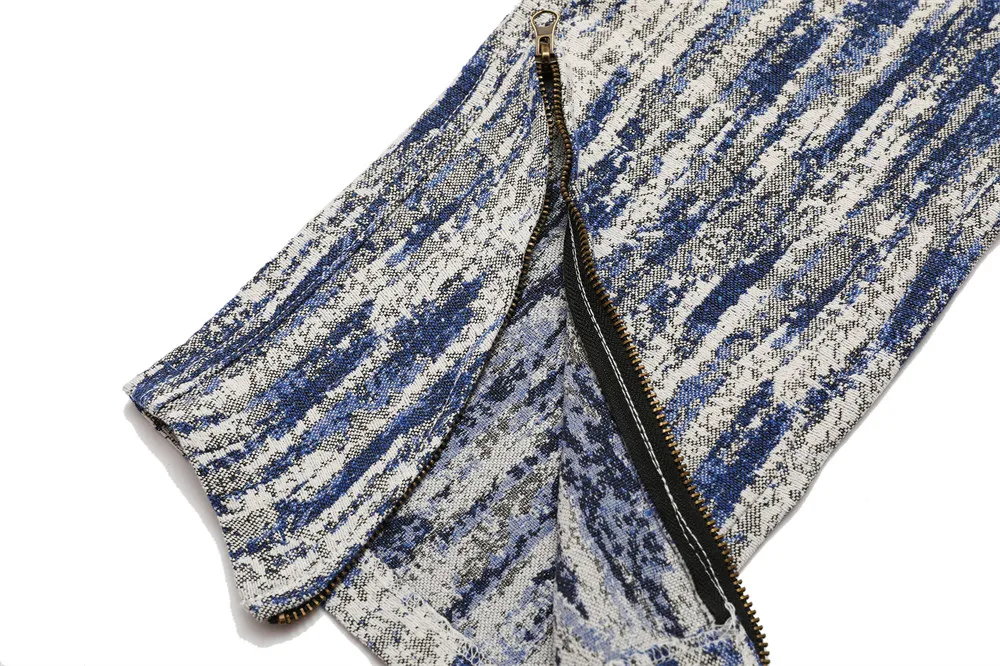 Retro Tie Dyed Snowflake Washed Jeans Men'S High Street Fashion Straight Pants Zipper Leg Slit Casual Baggy Jeans For Men