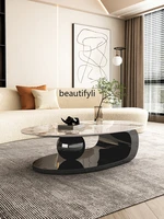 zqmodern light luxury coffee table living room italian simple high sense round stone plate coffee table combination