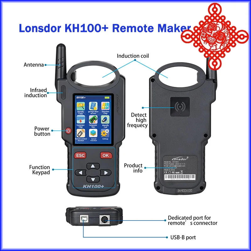 

Original LONSDOR KH100+ Remote Key Programmer Latest Handheld Device Update Version of KH100 Free SHhipping