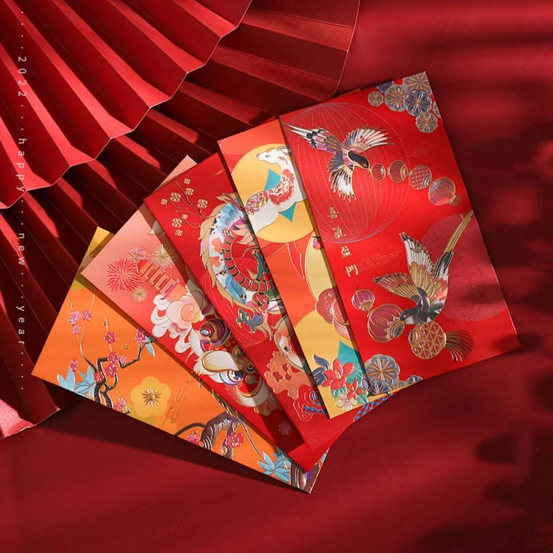 Новые китайские красные конверты 2022 набор из 6 мультяшных тигров Hongbao год Тигра
