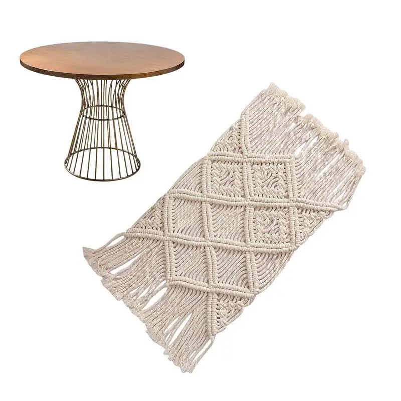 

Cotton Braid Coasters Woven Mats With Tassel Insulation Coffee Pad Placemat Non-slip Handmade Macrame Cup Cushion Mat For Table