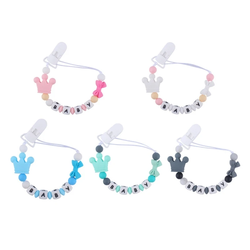 

Зажим для соски-пустышки для младенцев, рельефное Прорезывание Зубов, персонализированная Корона, игрушка для жевания, подарок для малышей,...