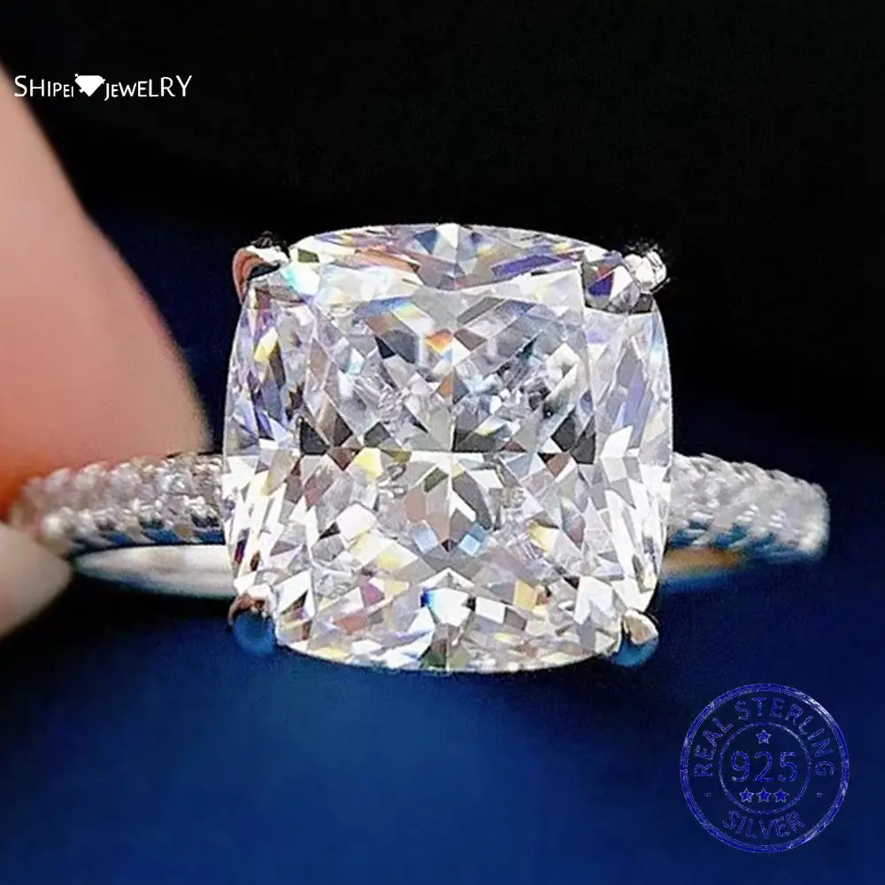 Shipei 100% 925 Sterling Silver Crushed Ice Cut Created Moissanite Diamonds Gemstone Engagement Ring Fine Jewelry Wholesale