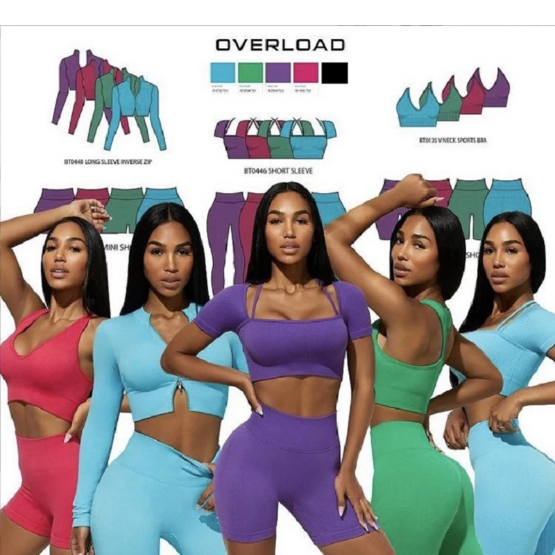 

2/3/4pcs Sportswear Yoga Push Up Leggings Sport Wear Women Suits Tracksuit Shorts Top Gym Set Seamless Women Pants Workout Set