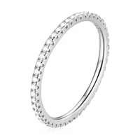 korea fashion jewelry exquisite 925 sterling silver simulated diamond stackable ring platinum plated eternity bands for women
