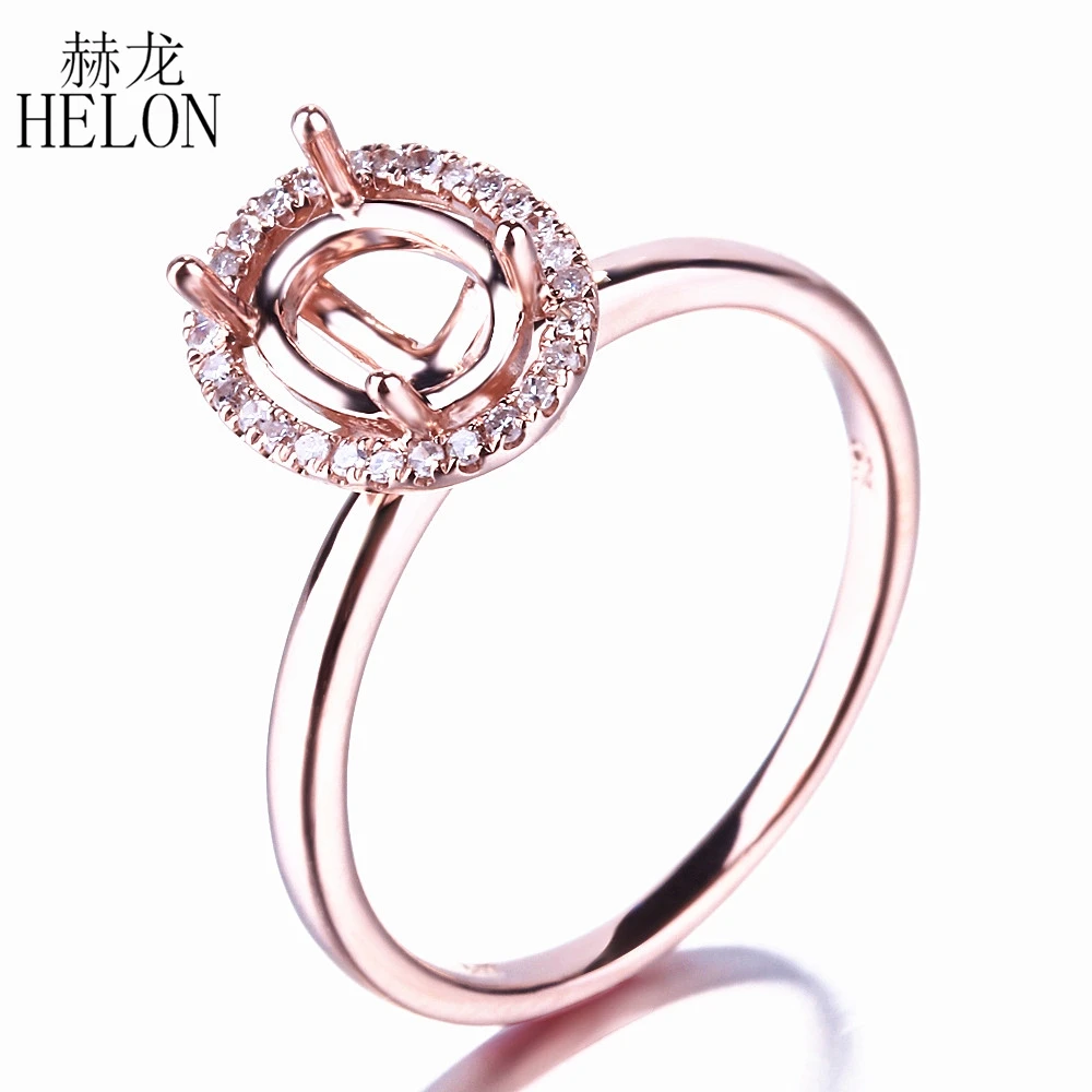HELON женские бриллиантовые кольца Твердое 14K 10k розовое золото натуральные