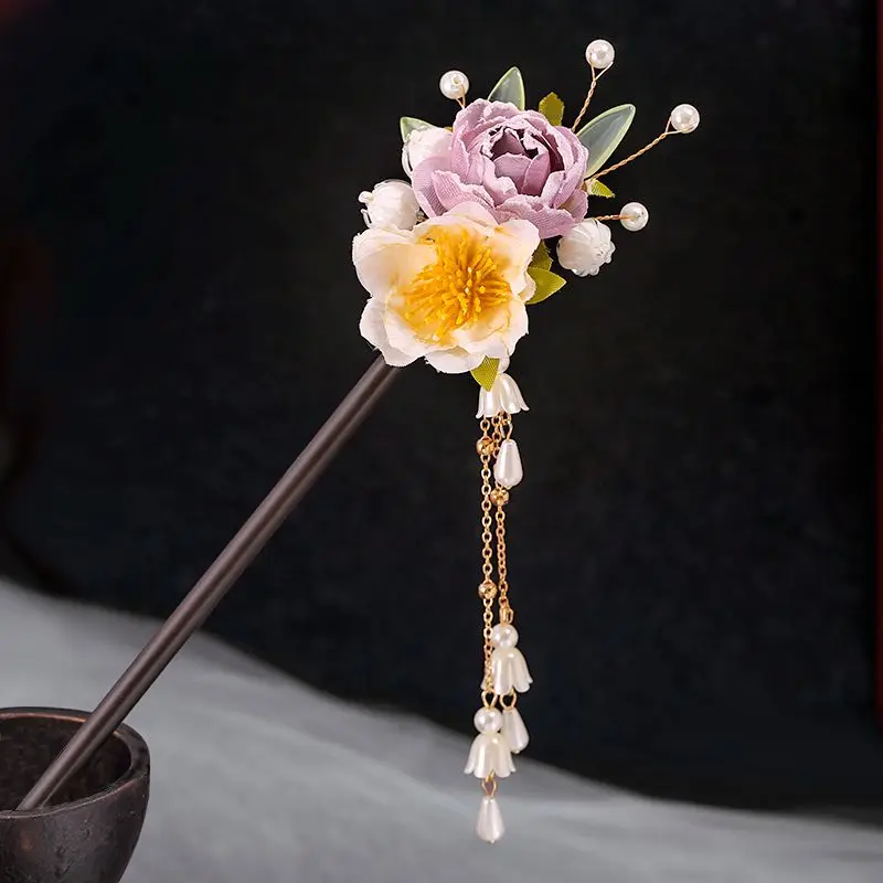 

Vintage Hair Stick Wooden Hairpin Luxury Head Jewelry For Women