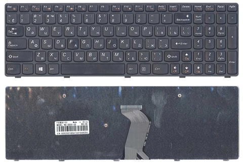 Клавиатура для Lenovo IdeaPad G505S черная с черной рамкой, версия 2