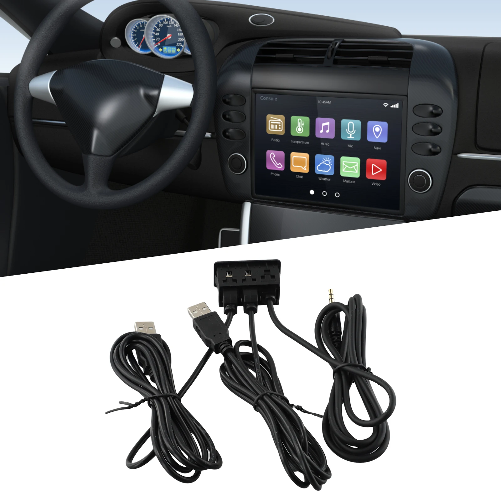 

AUX USB USB Cable Bike Black Cable Adapter Car Dual USB Port Panel 1.5M Electronic Devices Extension Flush Mount