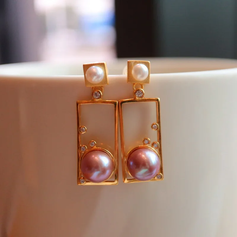 

Edison Pearl in Door Frame 18K Gold Tone Sterling Silver Drop Earrings L1S2E41067