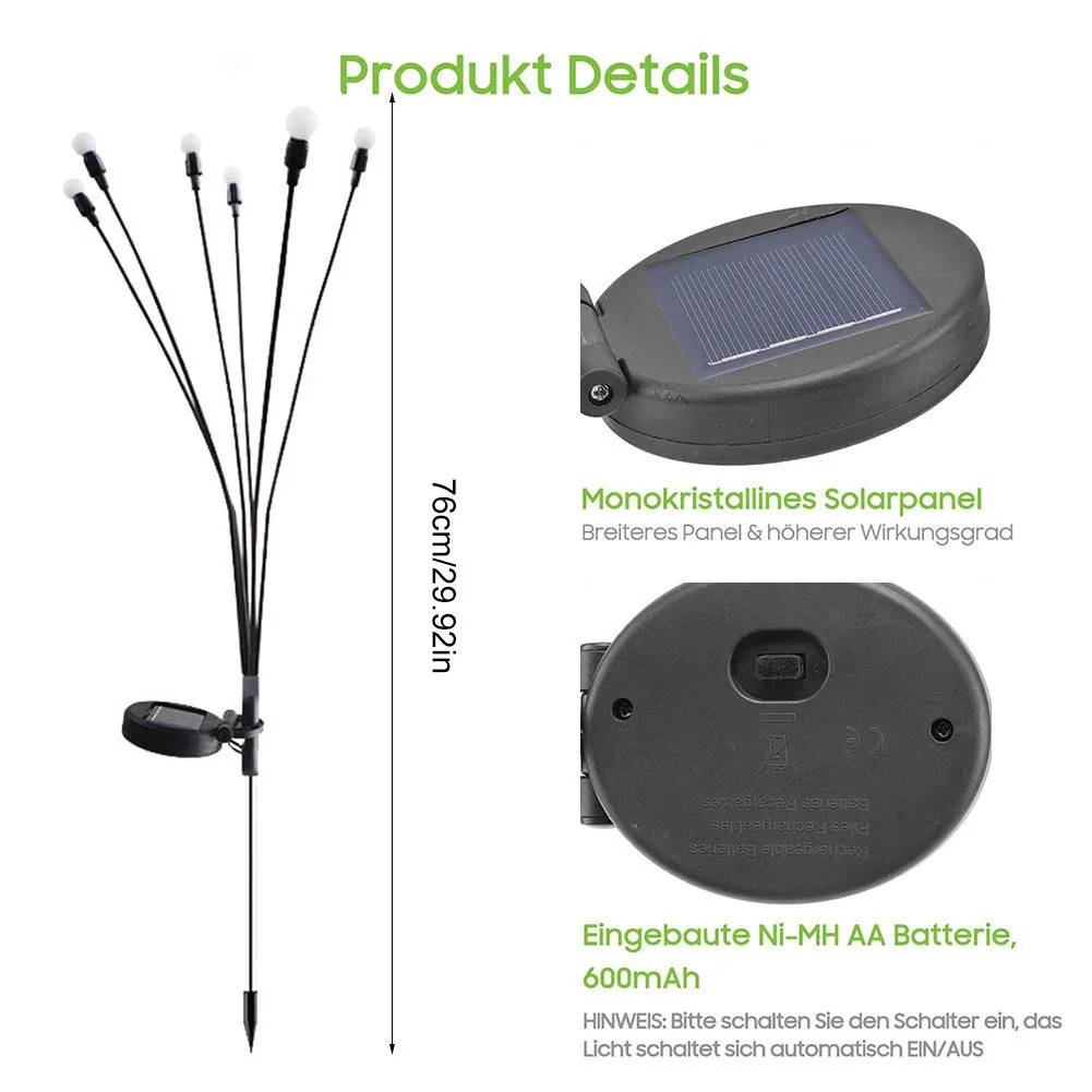 2 шт. 8 светодиодных ярких светлячков качающиеся фонари водонепроницаемые