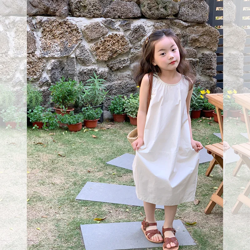 Платье для девочек нишевой дизайн темпераментный жилет сплошной цвет кокон в