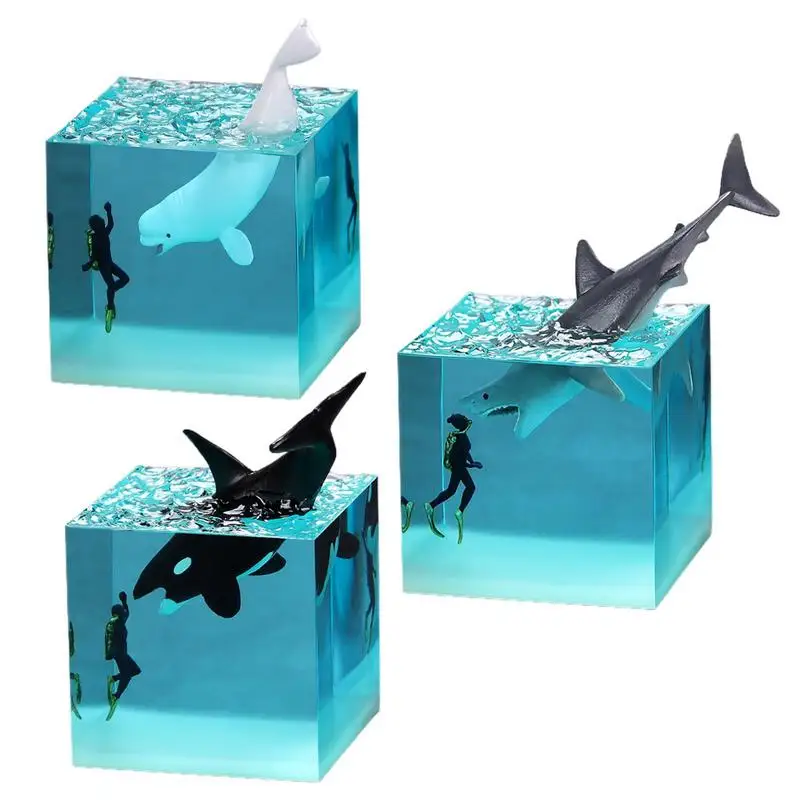 

3D LED Night Light Lamp Whale Ocean Diver Home Decoration Desktop Mini Bedside Night Light Cube Killer Fish Shark Whale Ornament