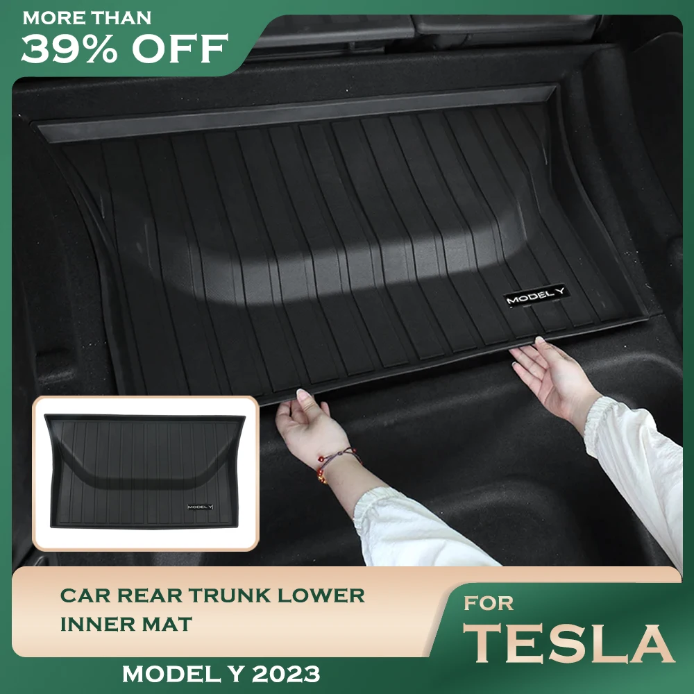 

Коврики из ТПЭ для задней части багажника Tesla Model Y 2023, протектор груза, защита сапога, грязеотталкивающий чехол, водонепроницаемый коврик, автомобильные аксессуары