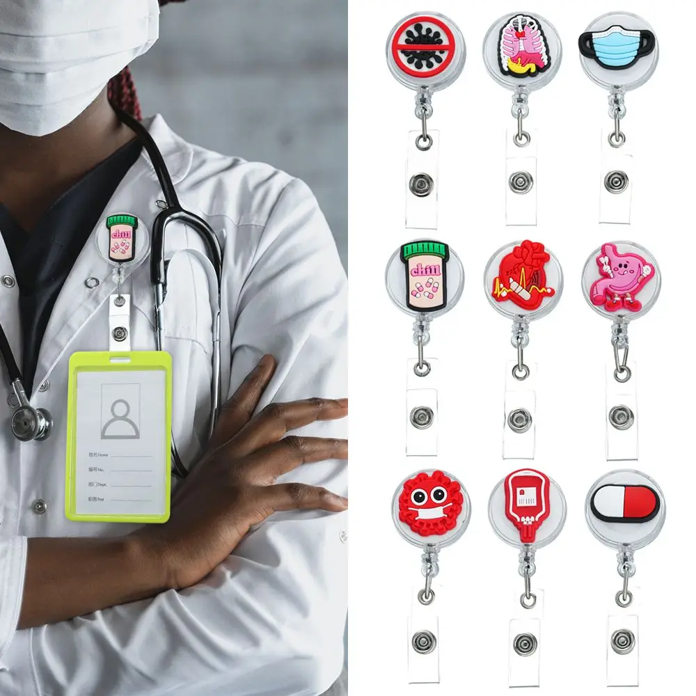 

Cute Medical Pvc Badge Retractable Badge Reel Nurse Doctor Student Exhibition ID Card Clips Badge Holder Stationery