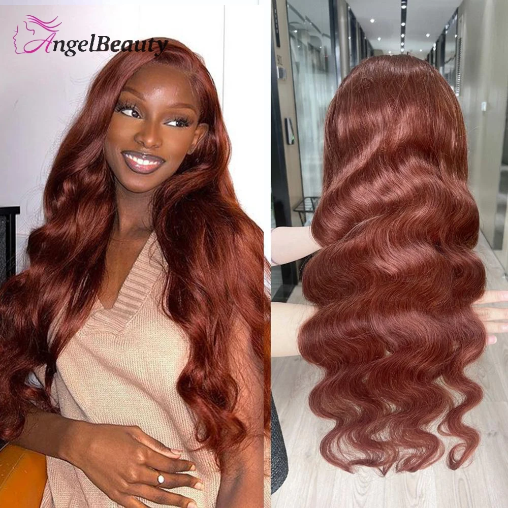Small/Large Cap Size Wig Reddish Brown Body Wave Human Hair Wigs Lace Front Wigs for Women Brazilian Auburn Wig Red Copper Wig