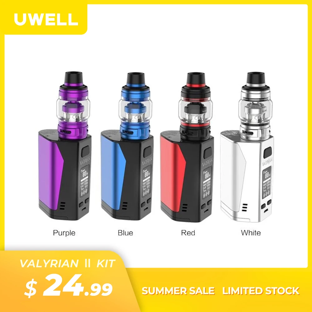 

UWELL Valyrian 2 Kit 18650 Battery 300W 0.14/0.32/0.16ohm 6ml For Valyrian II Tank Meshed Coil Electronic Cigarette Vape Kit