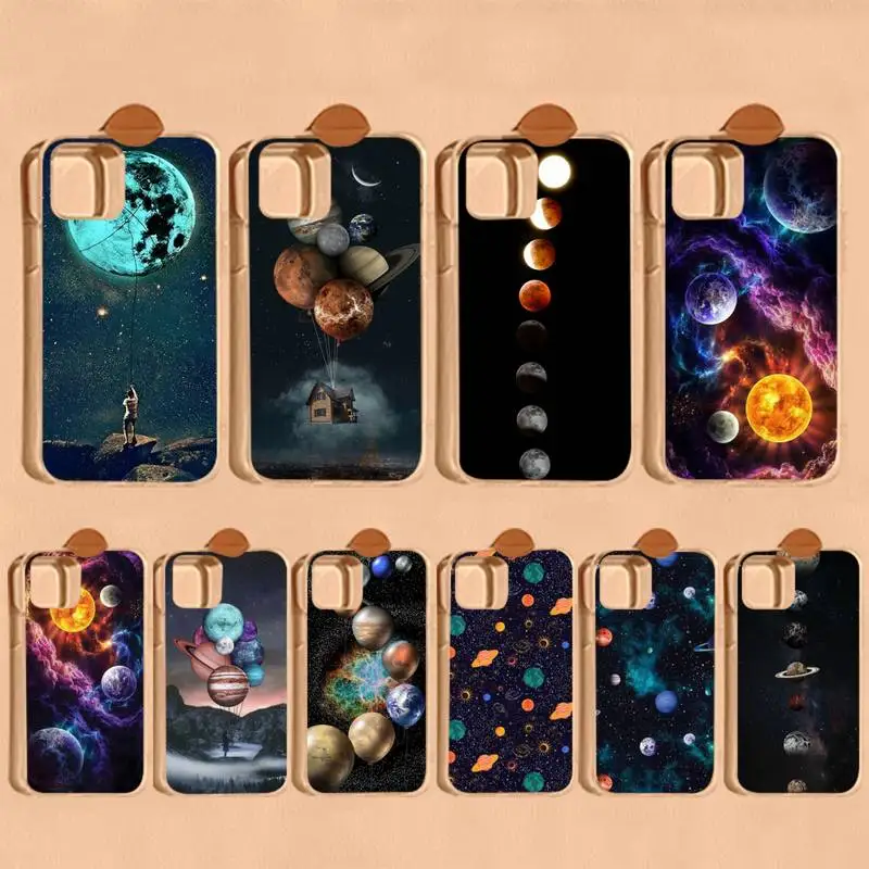 

Yinuoda Space planet Moon stars Phone Case For iPhone 14 11 12 13 Mini Pro XS Max Cover 6 7 8 Plus X XR SE 2020 Funda Shell