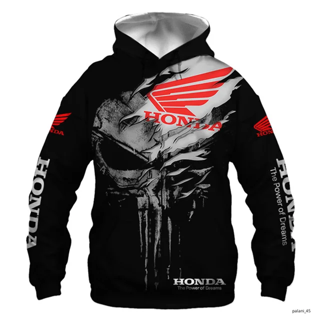 2023 New Honda Motorcycle Racing Men‘s Hoodie Sweatshirts 3D Digital Printing Hooded Pullover Fashion Jacket Casual Sportswear